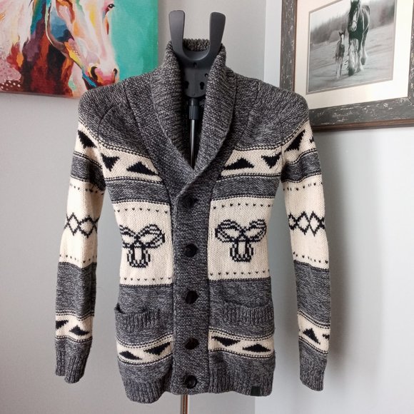 TNA Northwest 100% lambs wool cardigan shawl collar Sweater - Picture 2 of 7